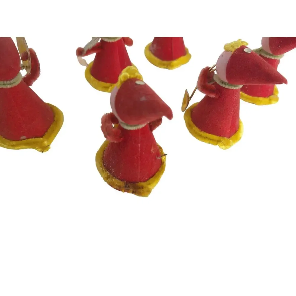 Vintage Shiny Brite Christmas Pixie Band Musical Ornaments Japan Elf Set Of 6